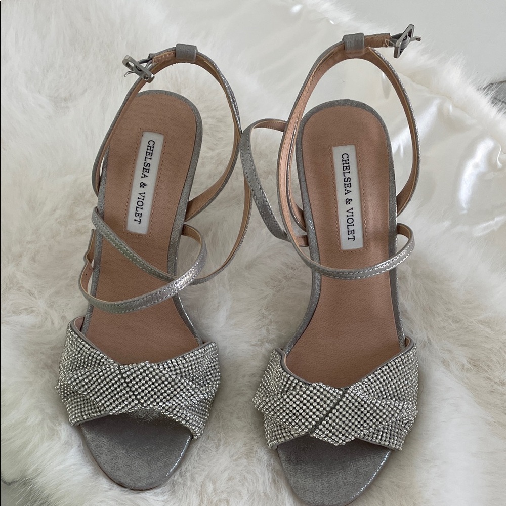 Chelsea & Violet Metallic Silver Heels